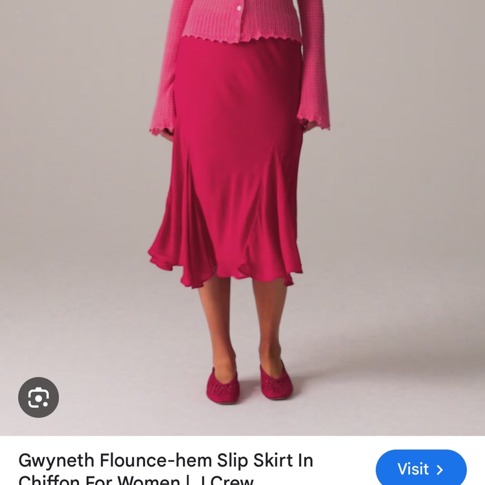 J. Crew Fuchsia Midi Flounce-Hem Slip Skirt